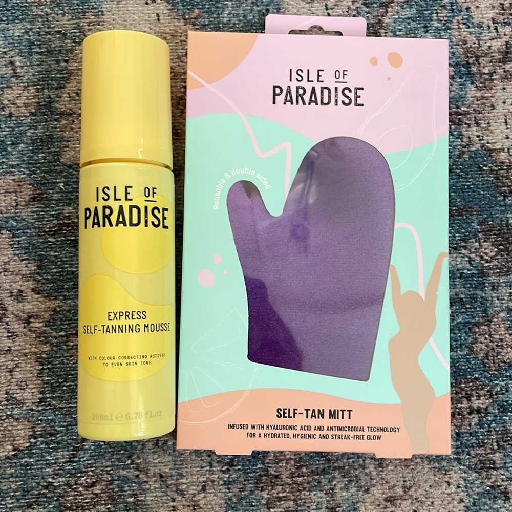 NEW isle of paradise express tanning mousse + applicator mitt